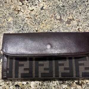 Vintage Fendi Dark Brown and Black Monogram Clutch